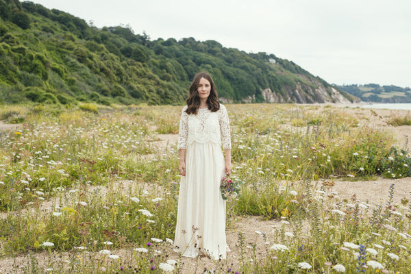 'Zarah' Long hemp silk bridal dress