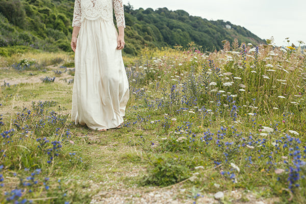 'Zarah' Long hemp silk bridal dress
