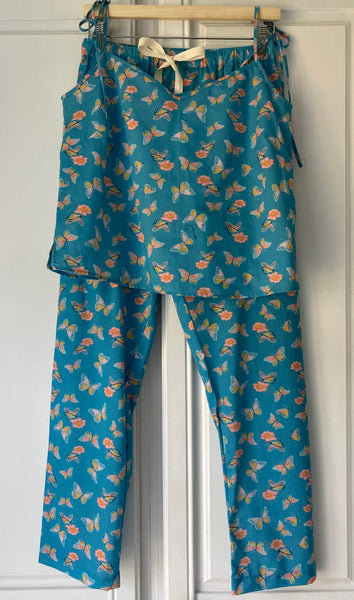 Blue butterfly summer pyjamas - trousers & cami