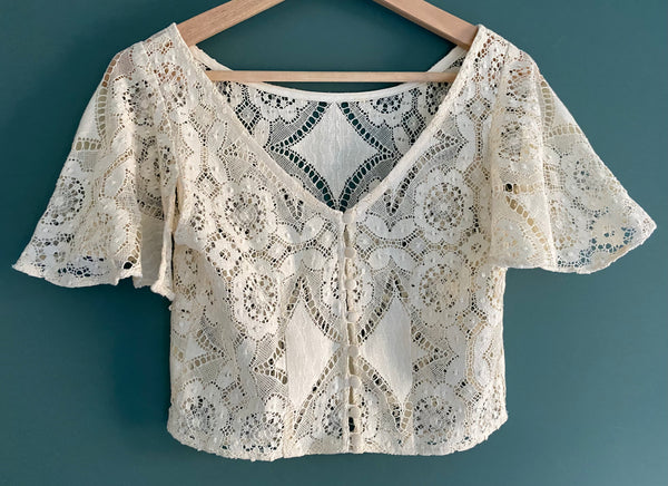 ‘Sennen’ cotton lace shrug/ cardigan