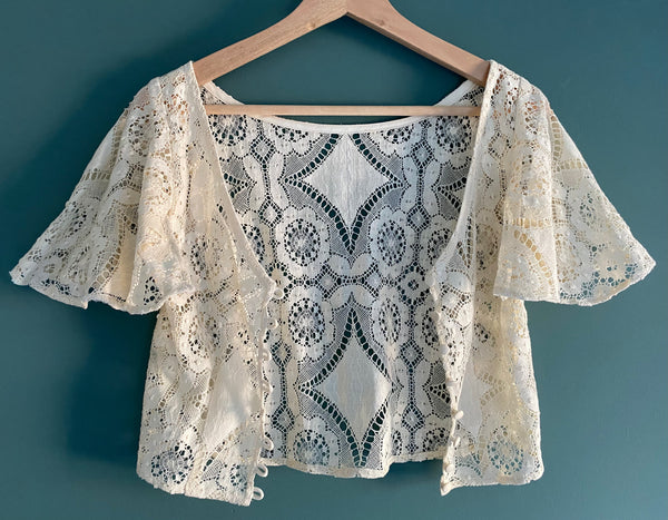 ‘Sennen’ cotton lace shrug/ cardigan