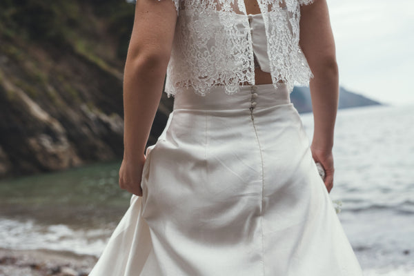 ‘Iona' hi-low hemp/silk bridal skirt