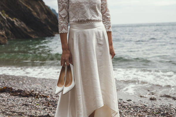 ‘Iona' hi-low hemp/silk bridal skirt