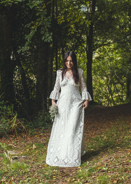 ‘Isla' cotton lace bridal dress