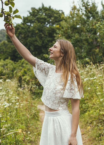 ‘Petal' cotton lace top