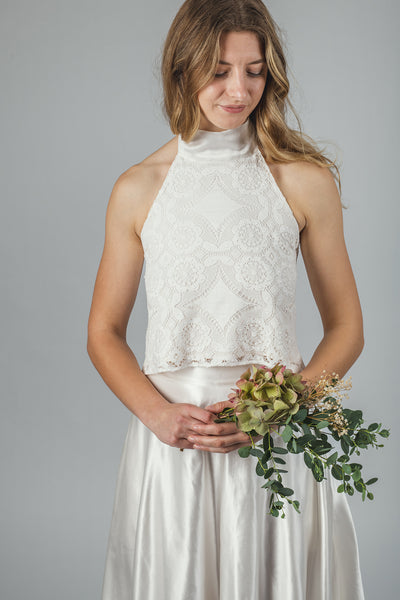 ‘Aster' halterneck lace top