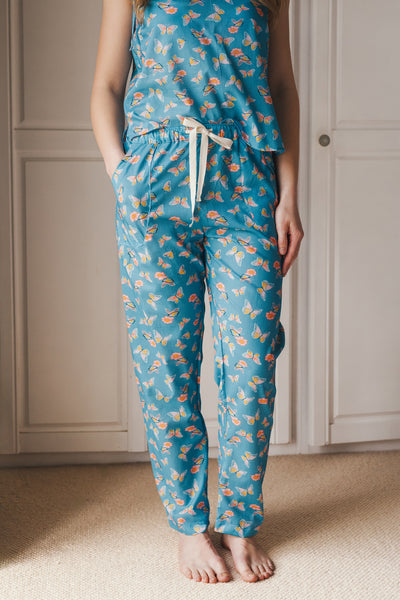Blue butterfly summer pyjamas - trousers & cami