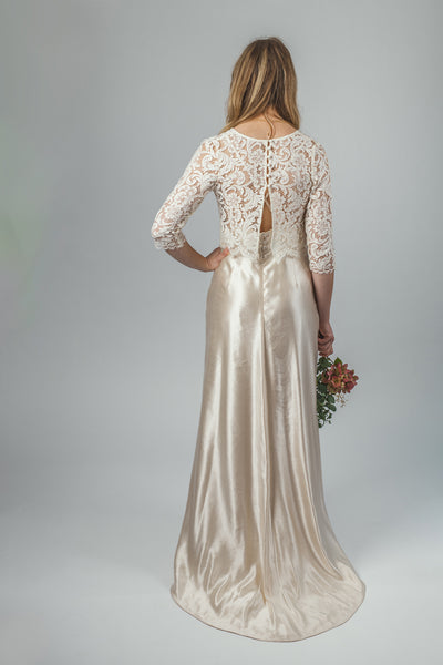 'Zarah' Long hemp silk bridal dress