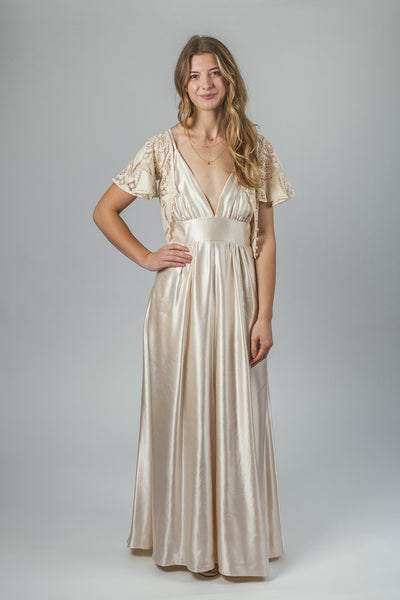 'Zarah' Long hemp silk bridal dress