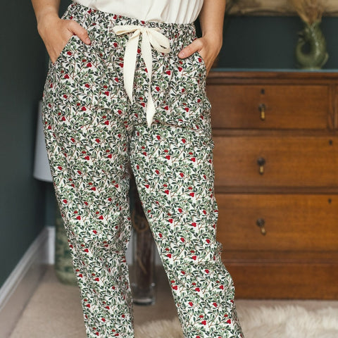 Red berry print organic cotton pyjamas trousers
