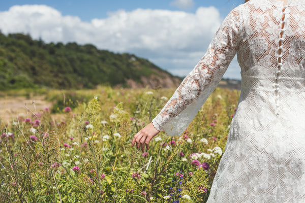 'Willow' flared sleeve lace bridal dress