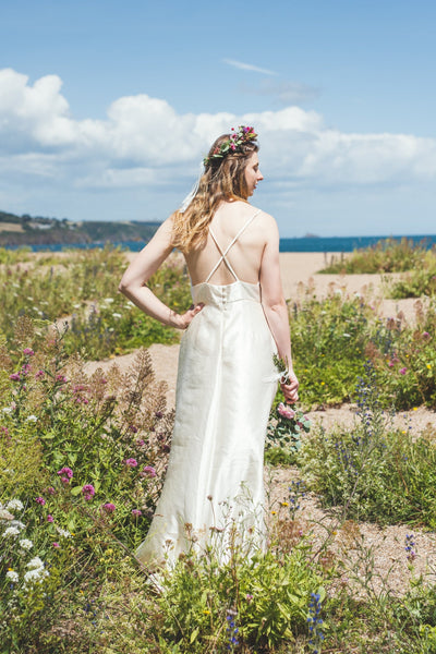 'Zarah' Long hemp silk bridal dress