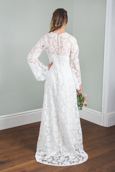 'Willow' flared sleeve lace bridal dress