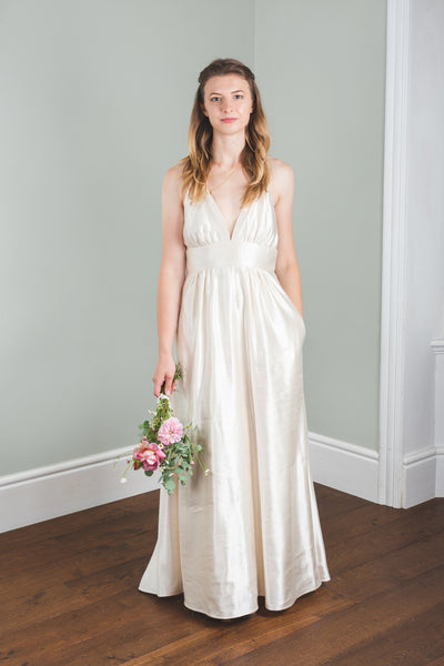 'Zarah' Long hemp silk bridal dress