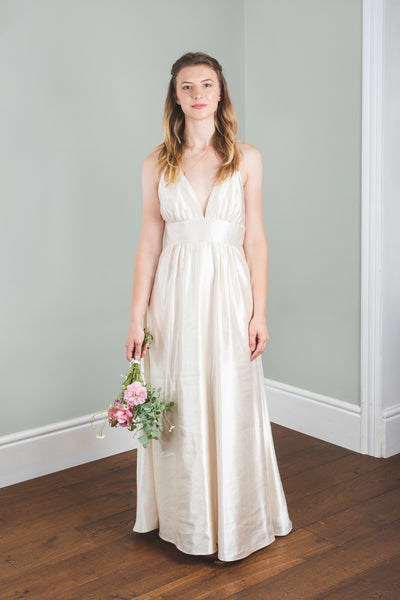'Zarah' Long hemp silk bridal dress