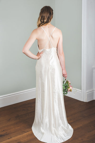 'Zarah' Long hemp silk bridal dress