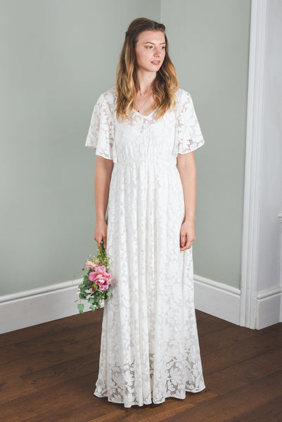 'Delphine' Long cotton lace dress