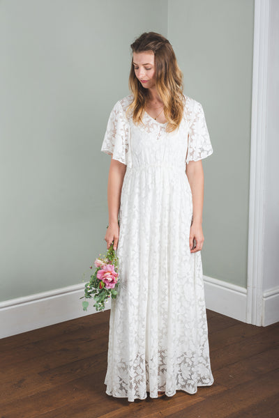 'Delphine' Long cotton lace dress