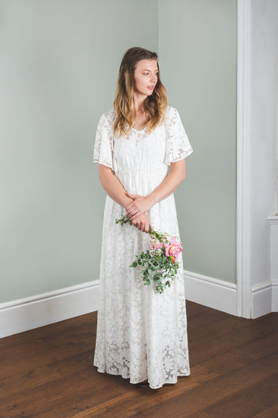 'Delphine' Long cotton lace dress