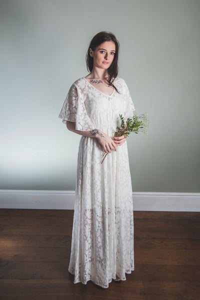 'Delphine' Long cotton lace dress