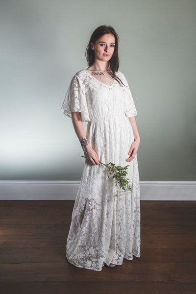 'Delphine' Long cotton lace dress