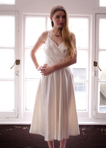 'Freya' Ivory Hemp Silk Wrap Front Dress