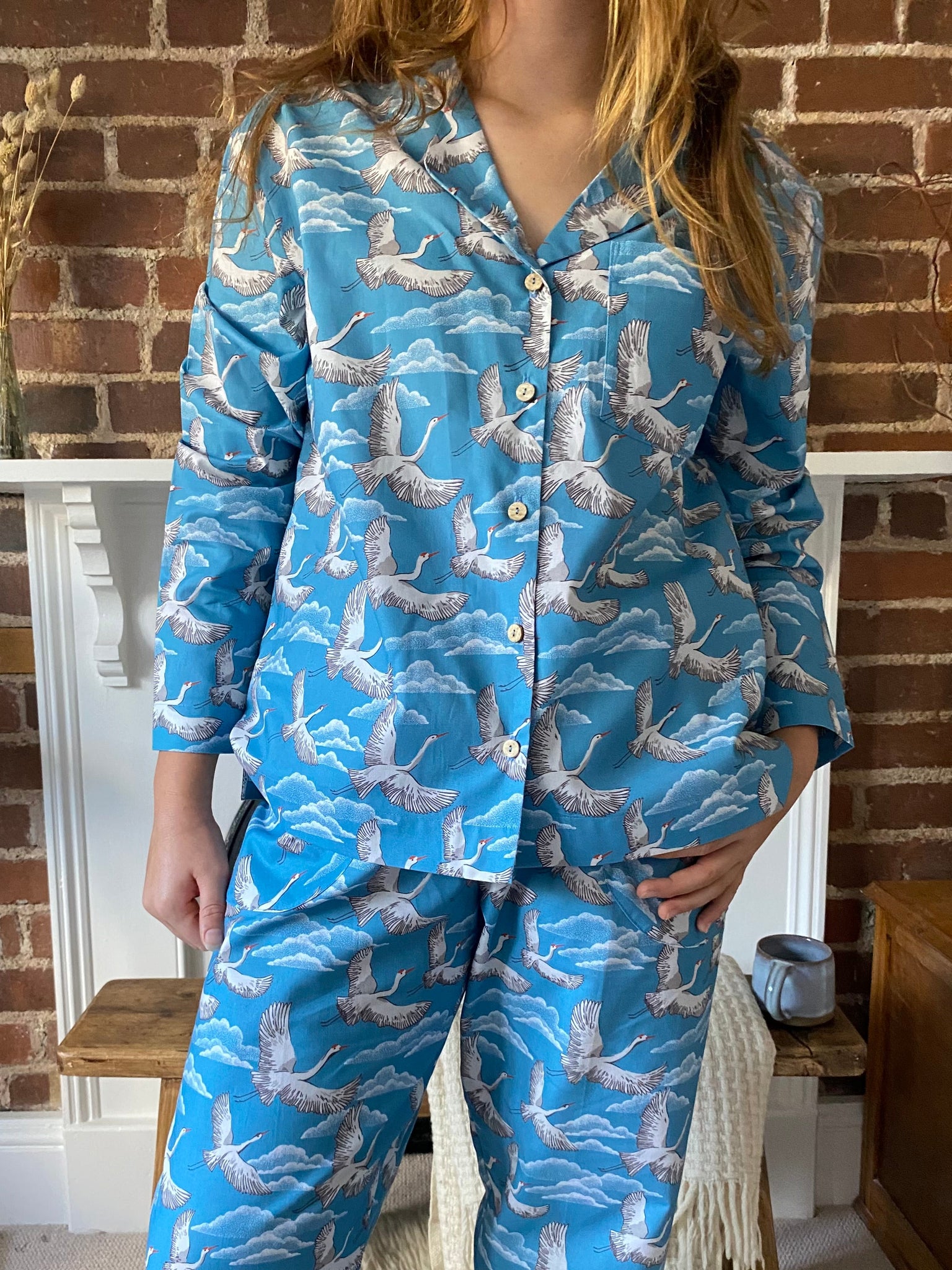 'Fly away' print organic cotton pyjamas trousers & shirt
