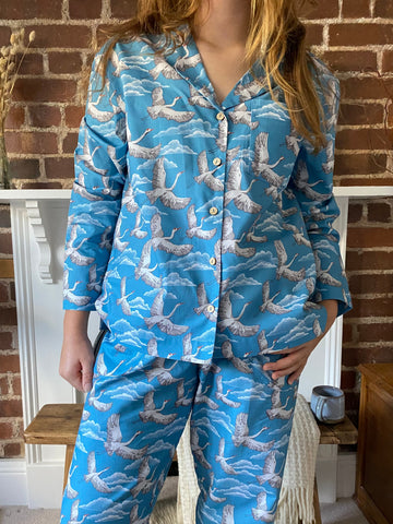 'Fly away' print organic cotton pyjamas trousers & shirt