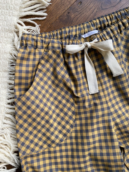 Yellow check organic cotton pyjama trousers