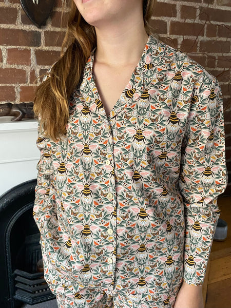 Bee print organic cotton pyjamas trousers & shirt