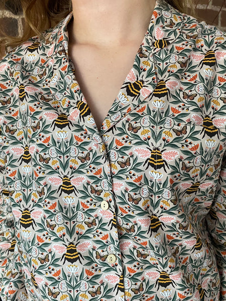 Bee print organic cotton pyjamas trousers & shirt