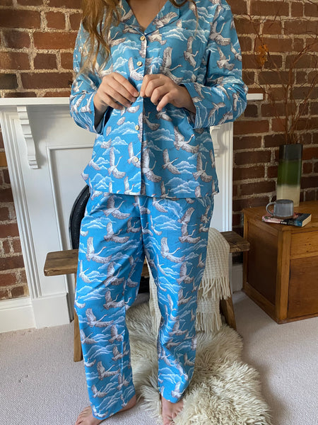 'Fly away' print organic cotton pyjamas trousers & shirt