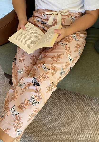 Pink butterfly print organic cotton pyjama trousers