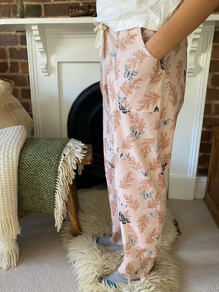 Pink butterfly print organic cotton pyjama trousers