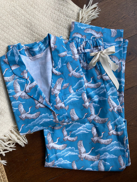 'Fly away' print organic cotton pyjamas trousers & shirt