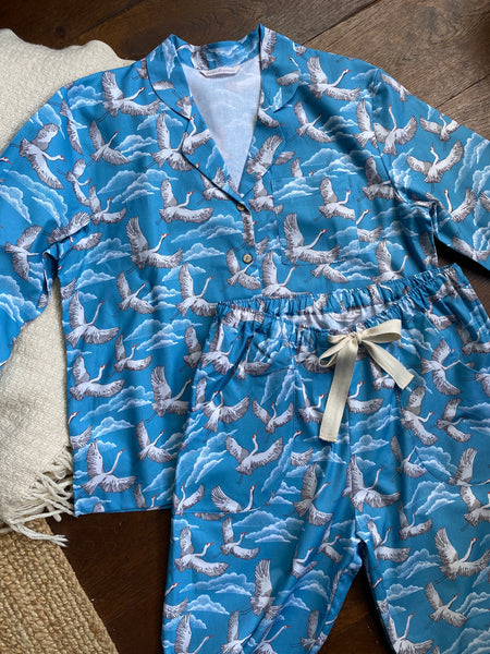'Fly away' print organic cotton pyjamas trousers & shirt