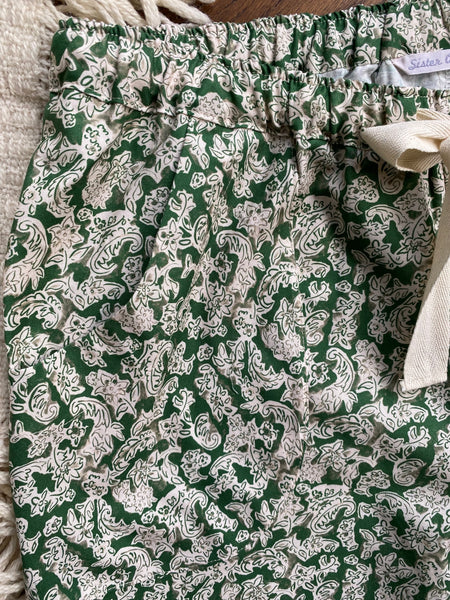 Green flora print organic cotton pyjamas trousers & shirt