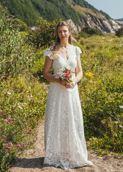 'Jasmine' cotton lace bridal dress