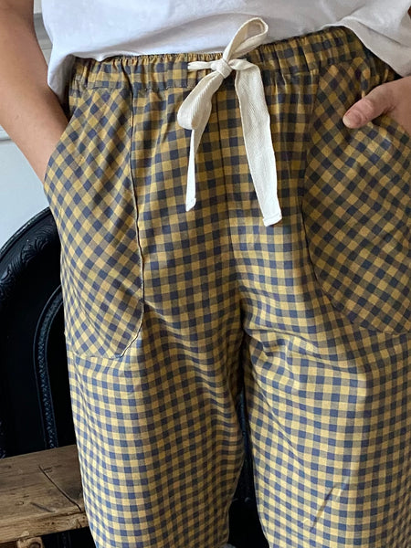 Yellow check organic cotton pyjama trousers