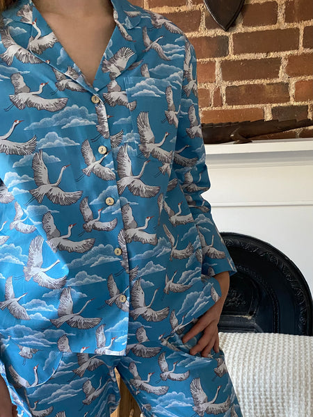 'Fly away' print organic cotton pyjamas trousers & shirt