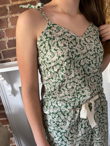 Green flora pyjamas, trousers & cami