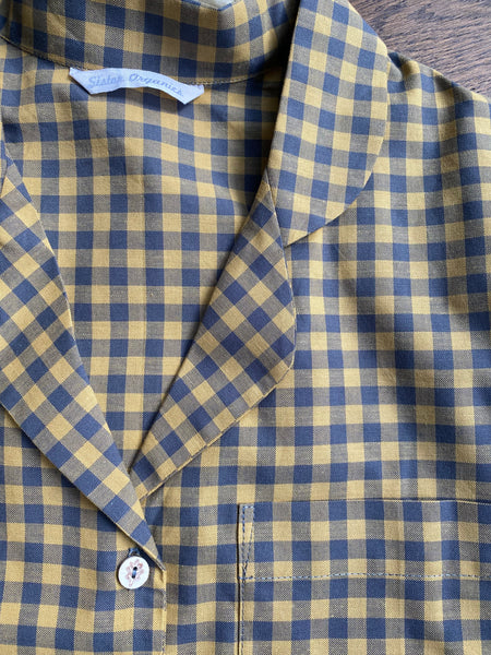 Yellow & grey check organic cotton pyjamas trousers & shirt