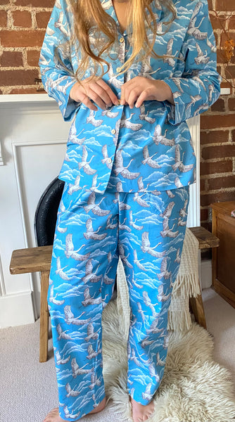 'Fly away' print organic cotton pyjamas trousers & shirt