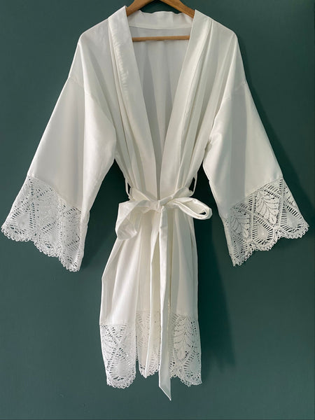 Organic cotton kimono style dressing gown