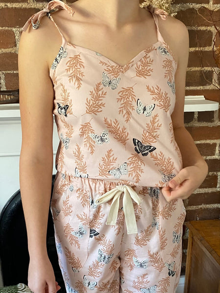 Pink butterfly pyjamas, trousers & cami