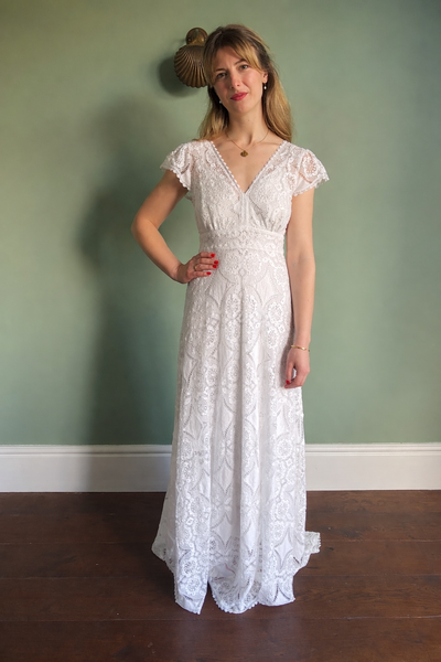 'Jasmine' cotton lace bridal dress