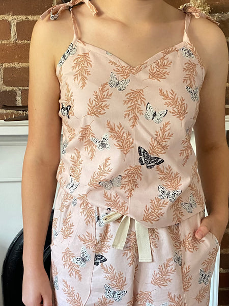 Pink butterfly pyjamas, trousers & cami