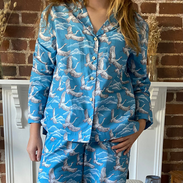 'Fly away' print organic cotton pyjamas trousers & shirt