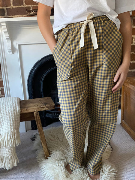 Yellow check organic cotton pyjama trousers