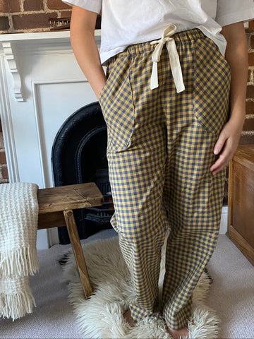 Yellow check organic cotton pyjama trousers
